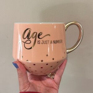 Gold Handle Peach Mug "Age is Just a Number"